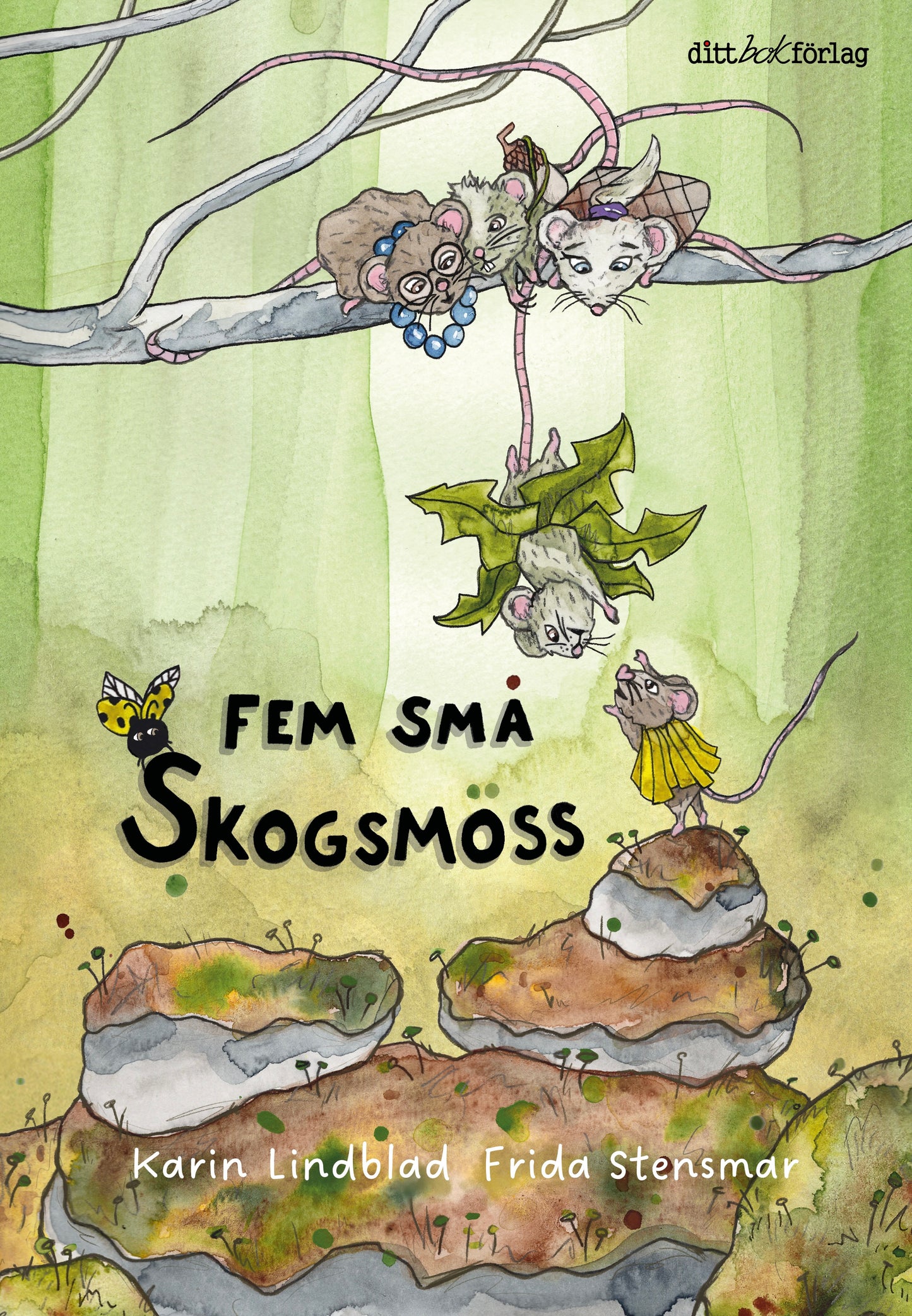 Fem sma skogsmoss bilderbok bokomslag
