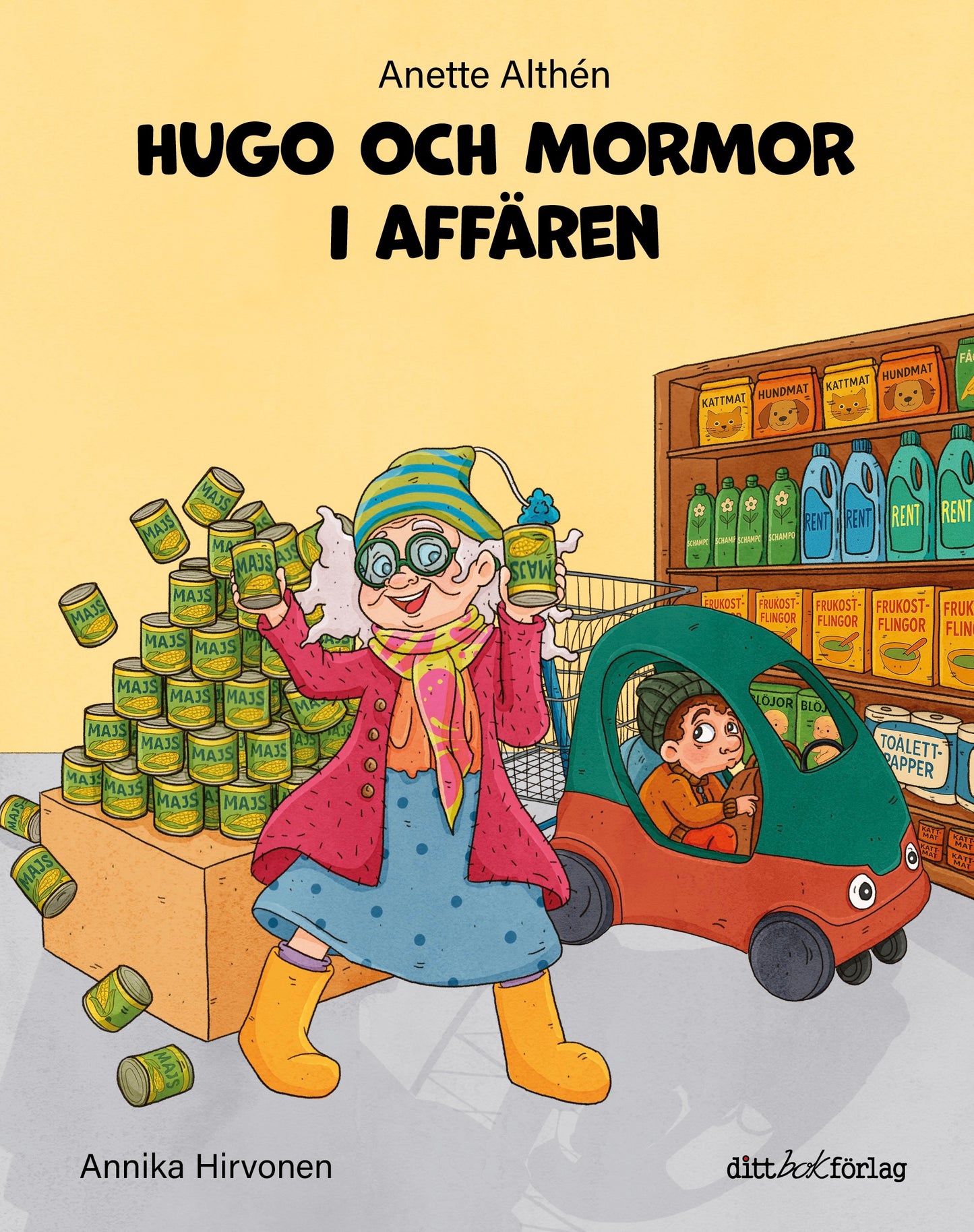 Hugo och mormor i affären