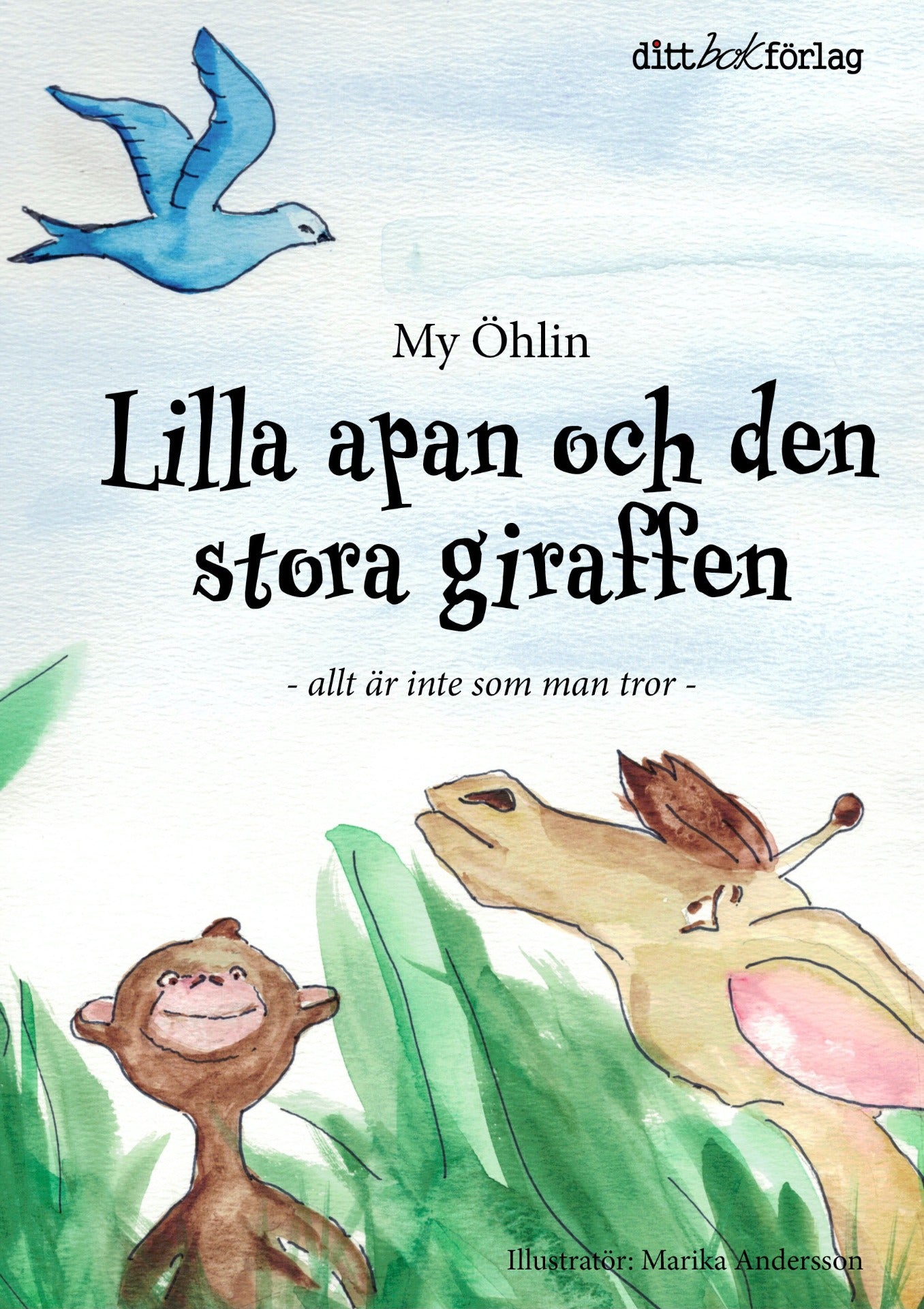 Bokomslag bilderbok Lilla apan och den stora giraffen