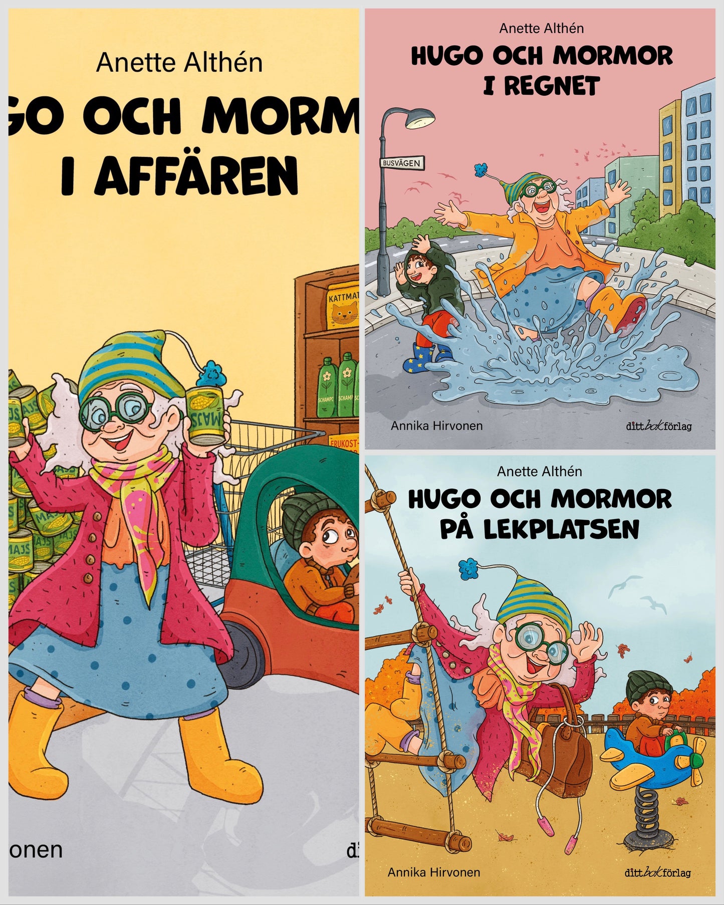 Omslag hela serien Hugo och mormor